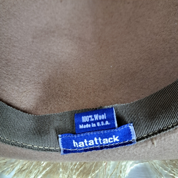 Hatattack Wool Felt Tan Wide-Brim Hat Leather Band OS - Picture 13 of 13